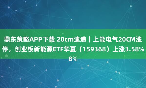 鼎东策略APP下载 20cm速递｜上能电气20CM涨停，创业板新能源ETF华夏（159368）上涨3.58%